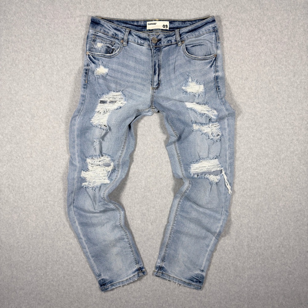 Garage Womens Distressed Skinny Jeans Light Wash Ripped High Rise Size 9